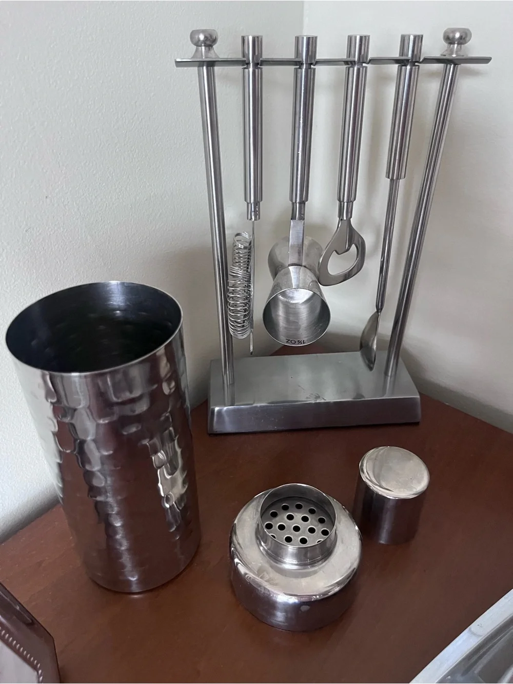 NWOT; never used Stainless Steel Cocktail Shaker with Hammered Finish